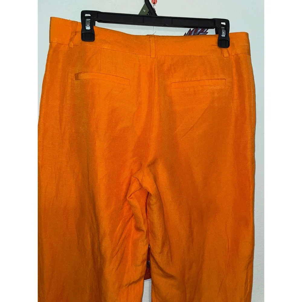 Banana Republic Orange Linen Blend Wide Leg Trousers Pants Womens Size 6